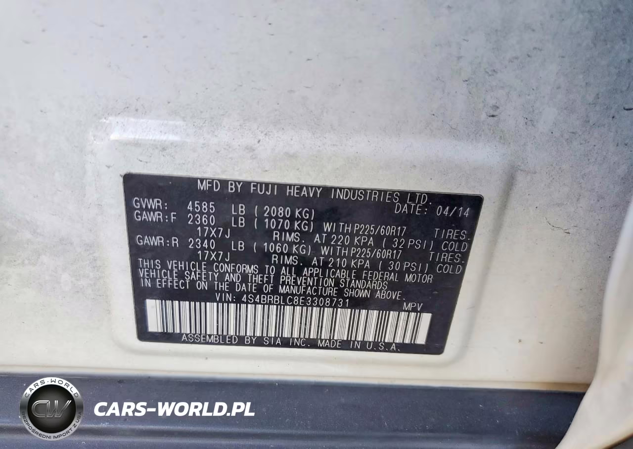 2014 Subaru Outback 2.5I Limited VIN:4S4BRBLC8E3308731 - 12