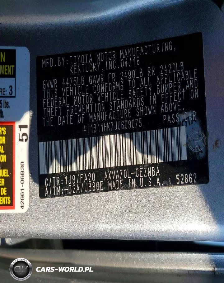 2018 Toyota Camry VIN:4T1B11HK7JU609075 - 12