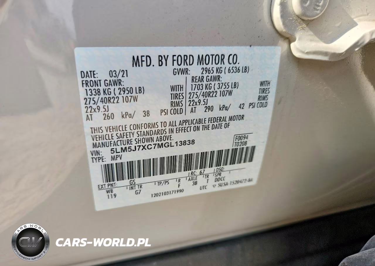 2021 Lincoln Aviator Reserve VIN:5LM5J7XC7MGL13838 - 13
