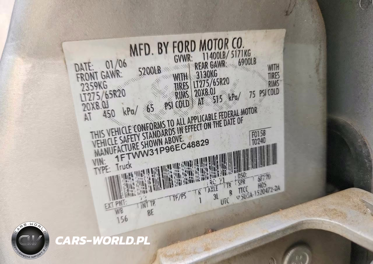 2006 Ford F350 Srw Super Duty VIN:1FTWW31P96EC48829 - 13