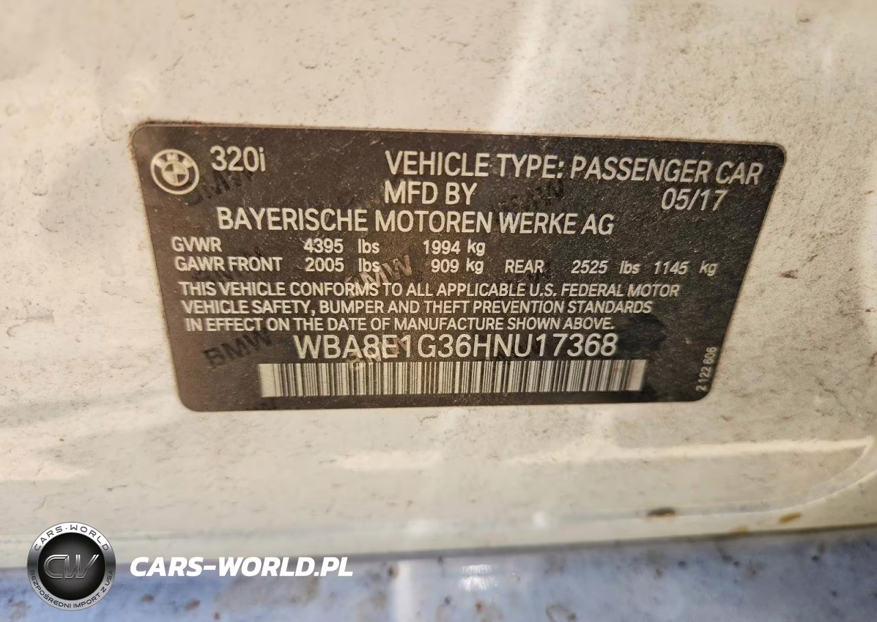 2017 BMW 320 I VIN:WBA8E1G36HNU17368 - 12