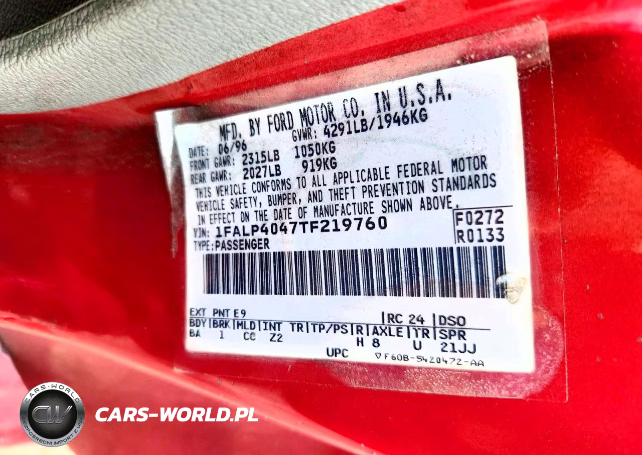 1996 Ford Mustang VIN:1FALP4047TF219760 - 12
