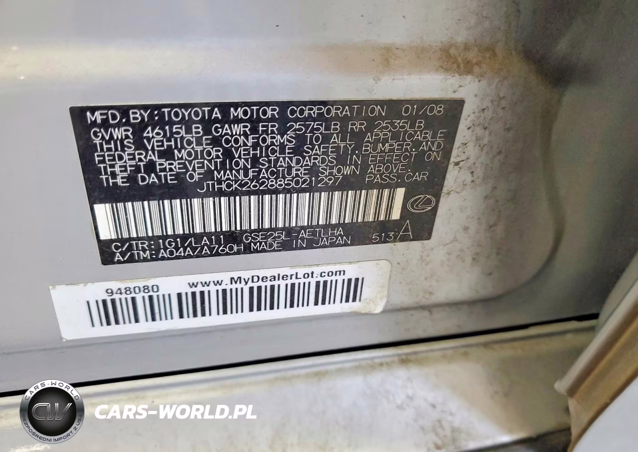 2008 Lexus Is 250 VIN:JTHCK262885021297 - 12