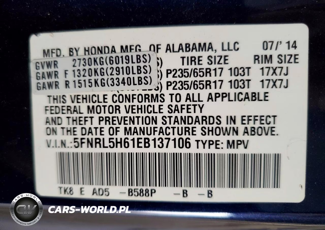 2014 Honda Odyssey Exl VIN:5FNRL5H61EB137106 - 13