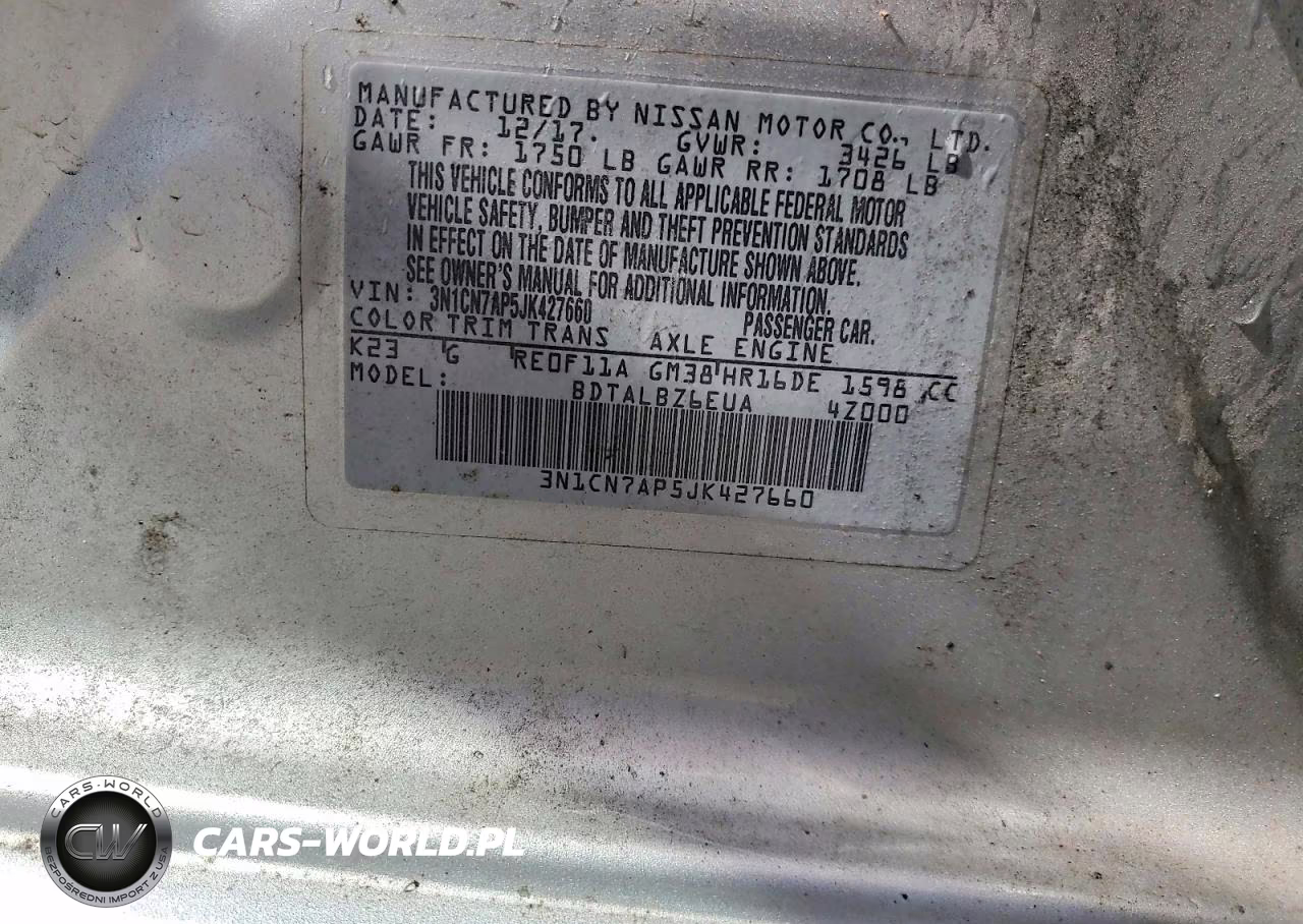 2018 Nissan Versa Sv VIN:3N1CN7AP5JK427660 - 12