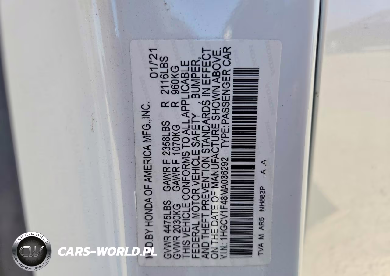 2021 Honda Accord Sport Se VIN:1HGCV1F48MA036292 - 12
