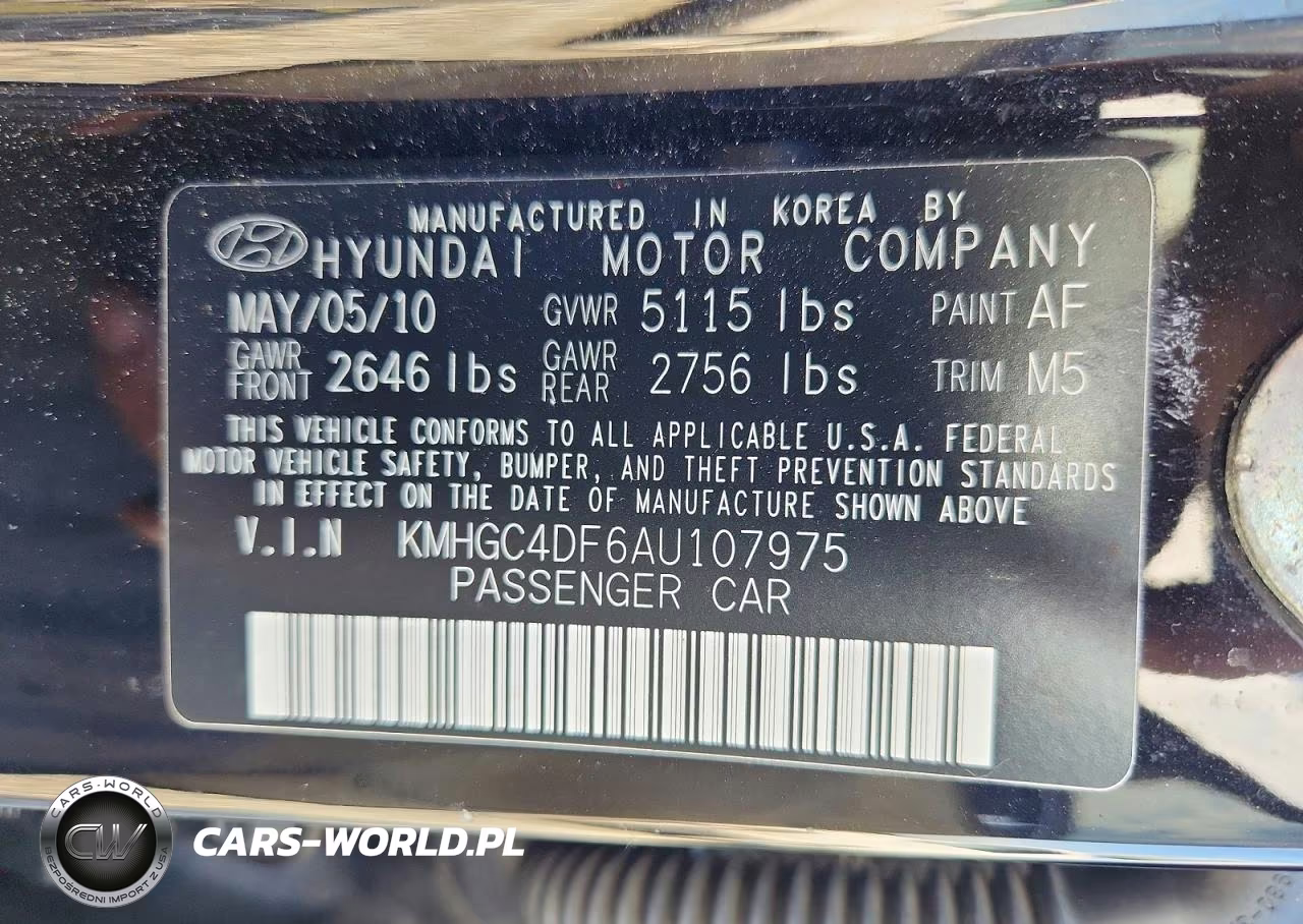 2010 Hyundai Genesis 4.6L VIN:KMHGC4DF6AU107975 - 12