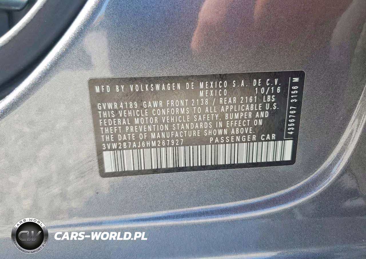 2017 Volks Jetta VIN:3VW2B7AJ6HM267927 - 12