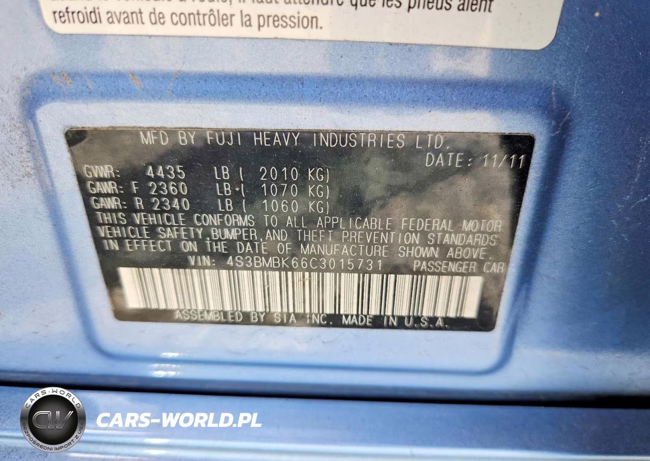 2012 Subaru Legacy 2.5I Limited VIN:4S3BMBK66C3015731 - 12