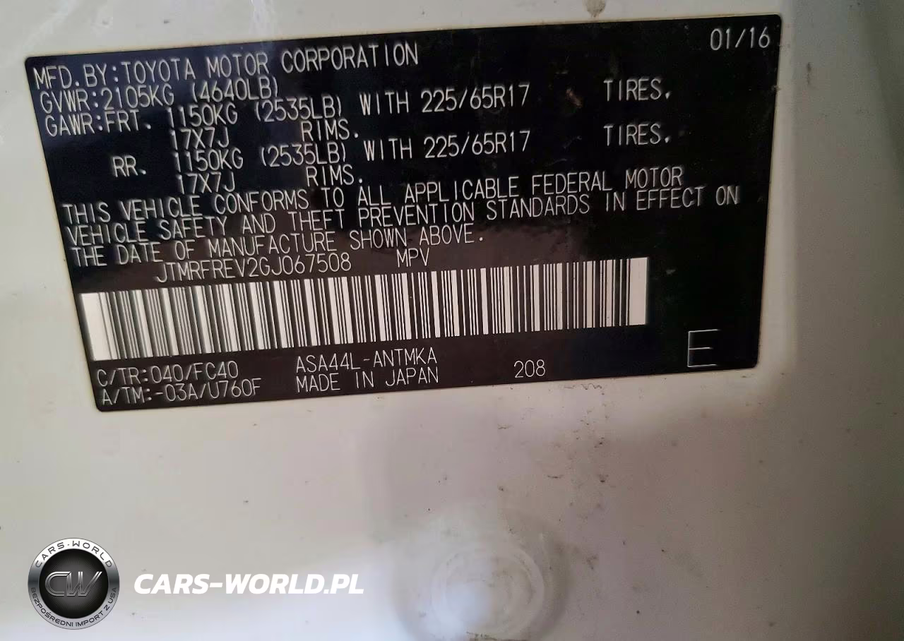 2016 Toyota Rav4 Xle VIN:JTMRFREV2GJ067508 - 12