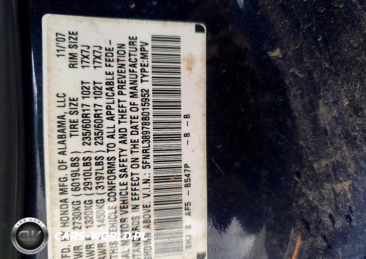 2008 Honda Odyssey Touring VIN:5FNRL38978B015952 - 13