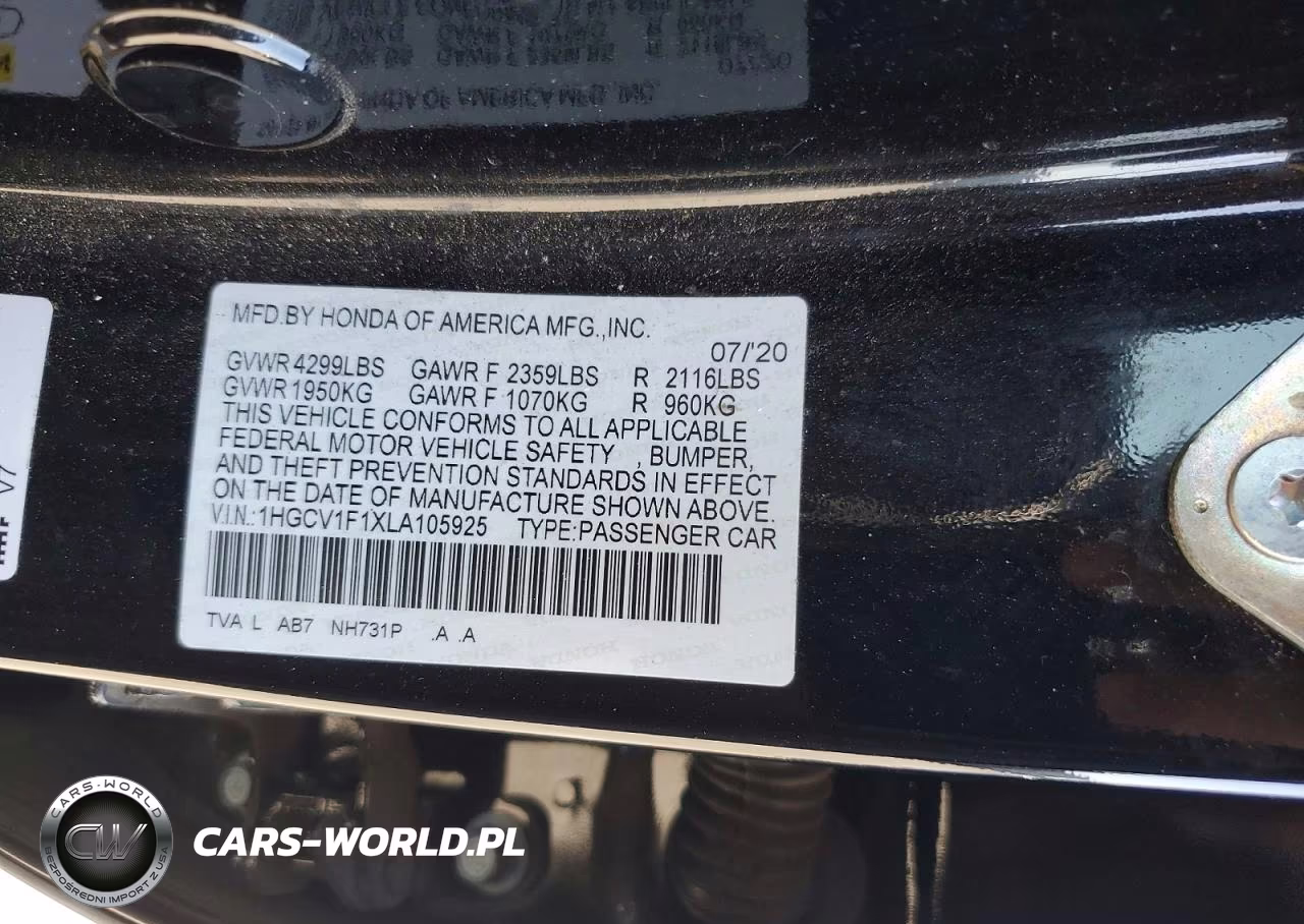 2020 Honda Accord Lx VIN:1HGCV1F1XLA105925 - 13