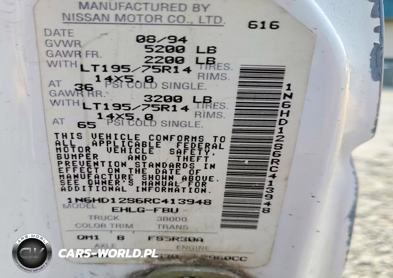 1994 Nissan Truck Long Wheelbase VIN:1N6HD12S6RC413948 - 12