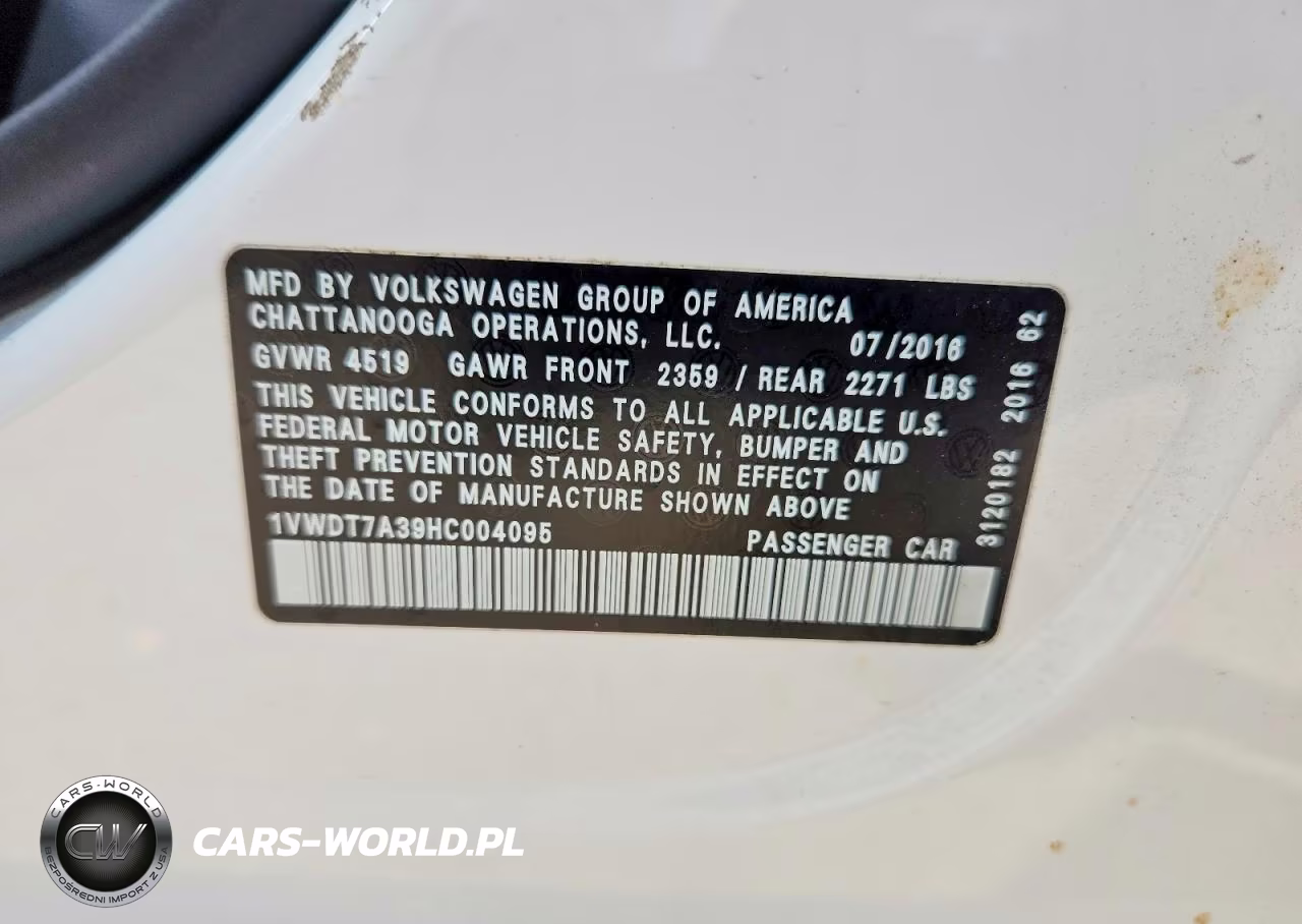 2017 Volkswagen Passat R-Line VIN:1VWDT7A39HC004095 - 13