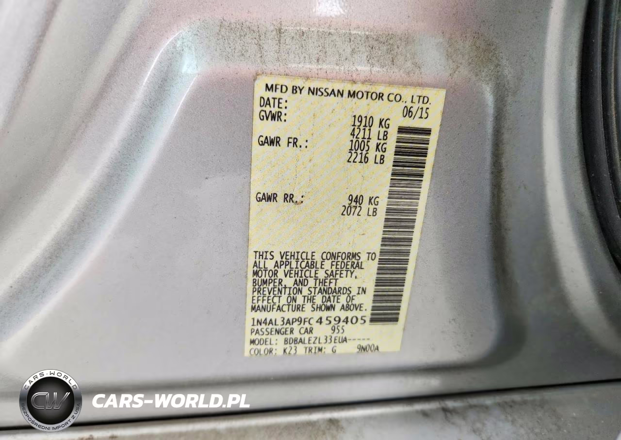 2015 Nissan Altima 2.5 S VIN:1N4AL3AP9FC459405 - 12