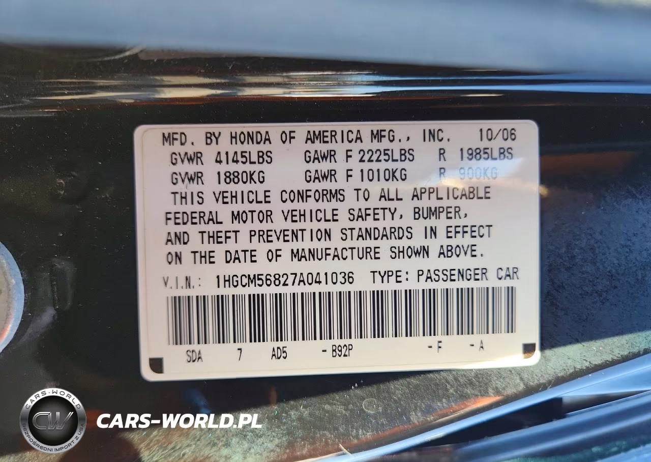 2007 Honda Accord Ex VIN:1HGCM56827A041036 - 12
