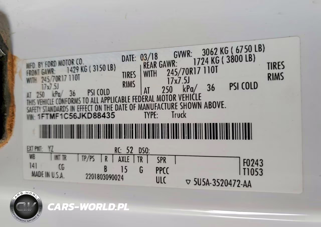 2018 Ford F150 VIN:1FTMF1C56JKD88435 - 12