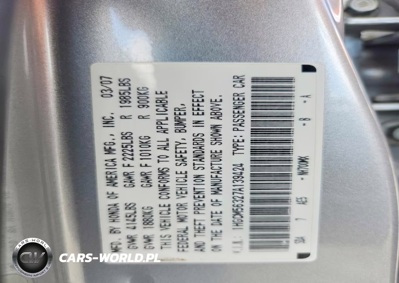 2007 Honda Accord Se VIN:1HGCM56327A139424 - 12