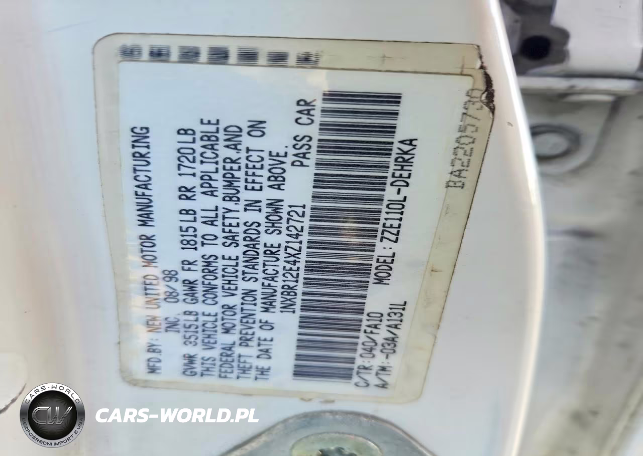 1999 Toyota Corolla Ve VIN:1NXBR12E4XZ142721 - 12