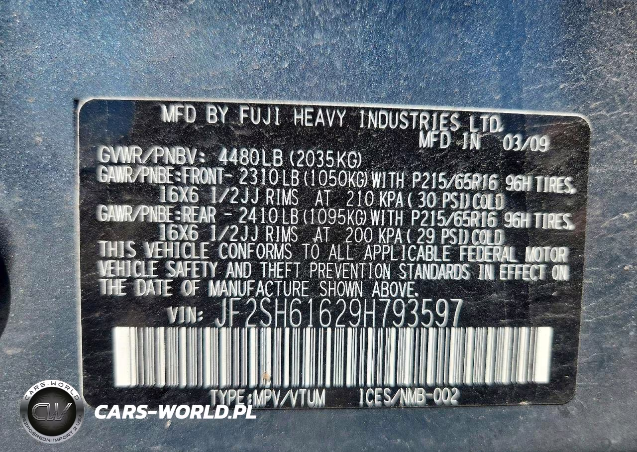 2009 Subaru Forester 2.5X VIN:JF2SH61629H793597 - 14