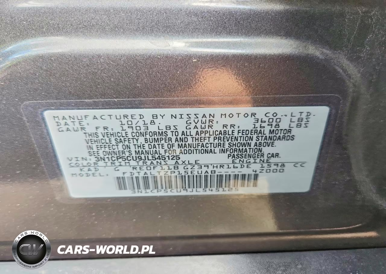 2018 Nissan Kicks Sr VIN:3N1CP5CU9JL545125 - 12