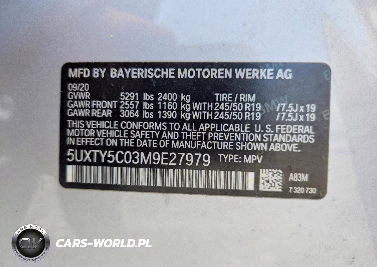 2021 BMW X3 xDrive30I VIN:5UXTY5C03M9E27979 - 12
