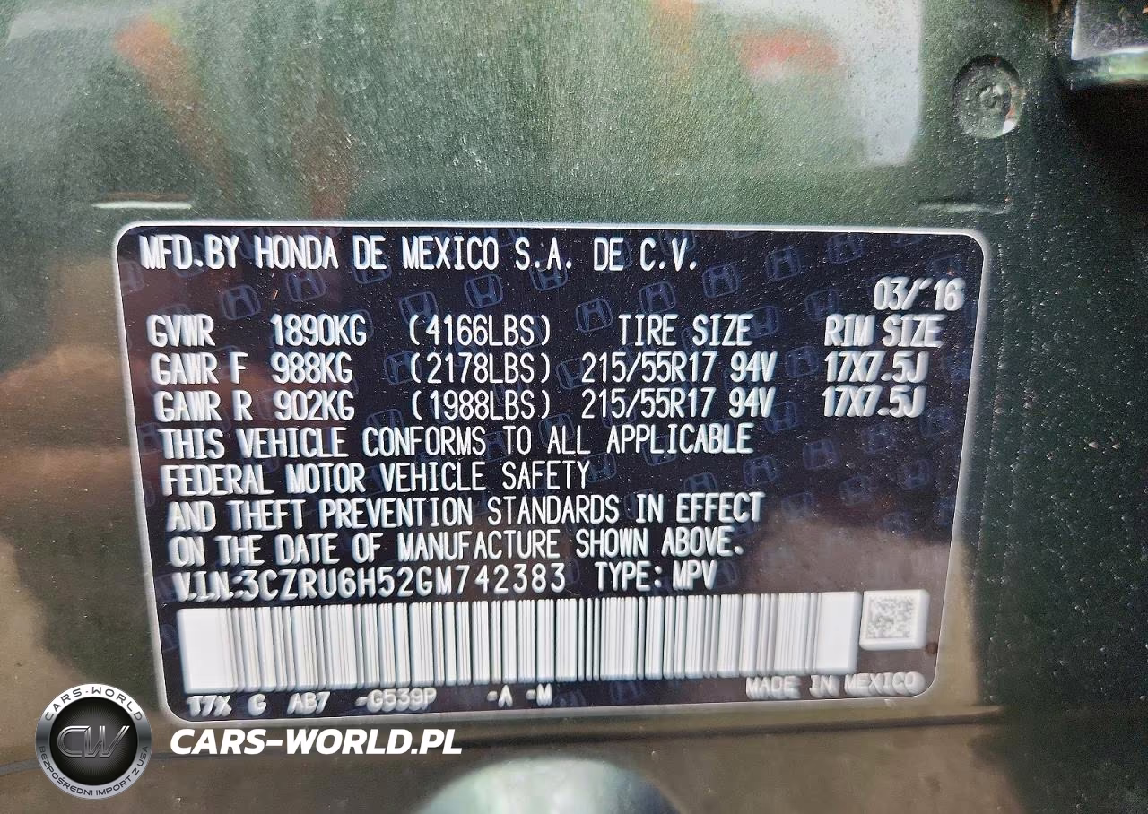2016 Honda Hr-V Ex VIN:3CZRU6H52GM742383 - 13