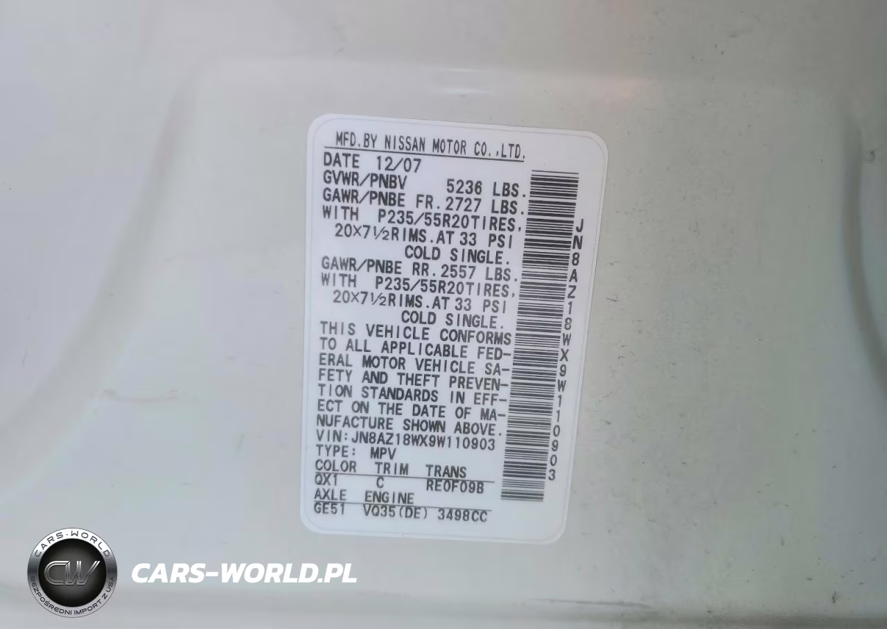 2009 Nissan Murano S VIN:JN8AZ18WX9W110903 - 14