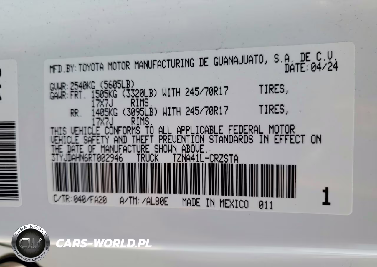 2024 Toyota Tacoma Sr VIN:3TYJDAHN6RT002946 - 12