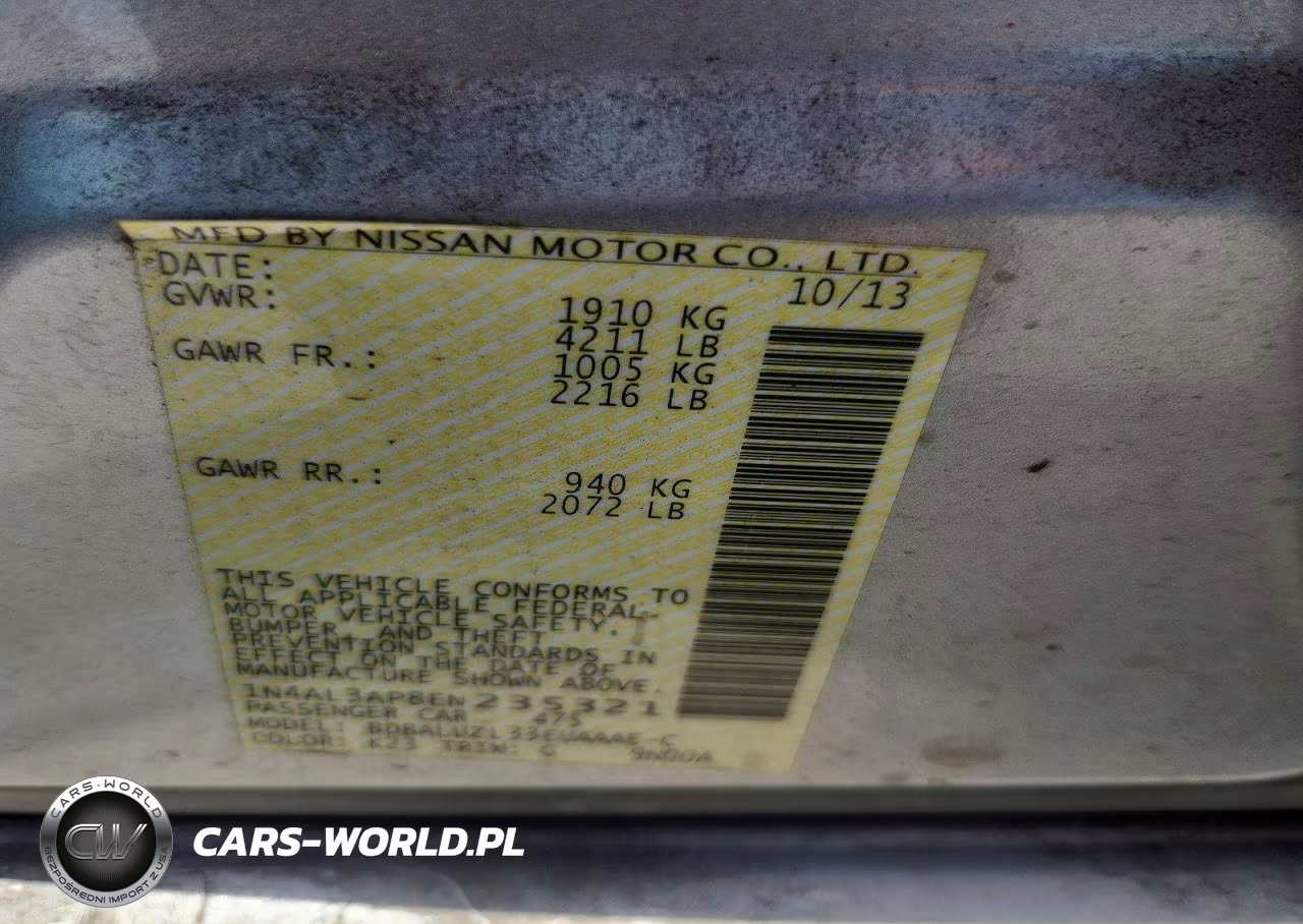 2014 Nissan Altima 2.5 Sv VIN:1N4AL3AP8EN235321 - 12