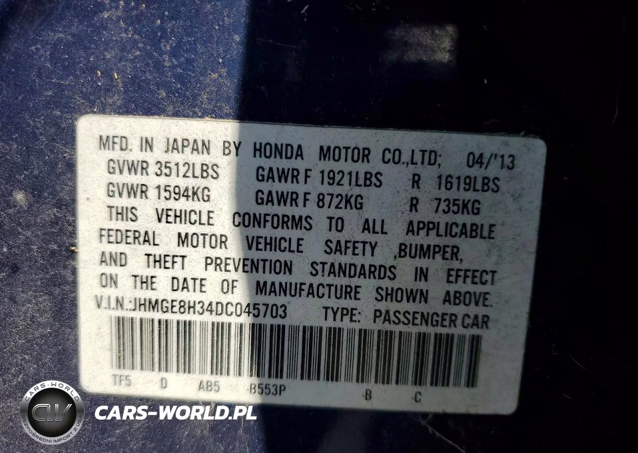 2013 Honda Fit VIN:JHMGE8H34DC045703 - 12