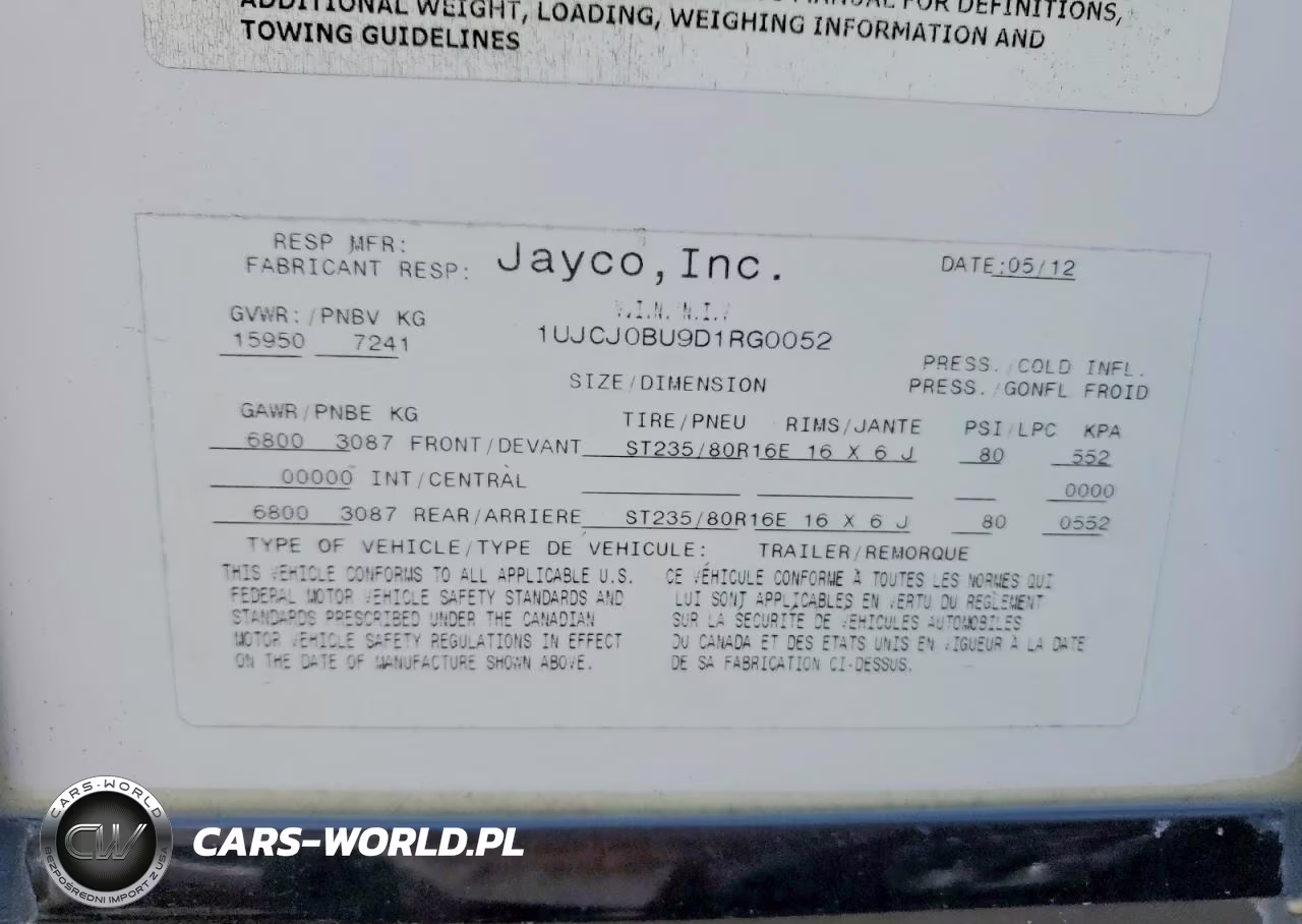 2013 Jayco Pinnacle Camper VIN:1UJCJ0BU9D1RG0052 - 10