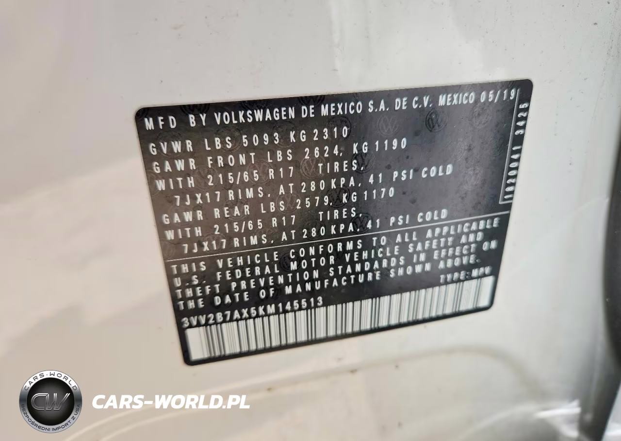 2019 Volkswagen Tiguan Se VIN:3VV2B7AX5KM145513 - 14
