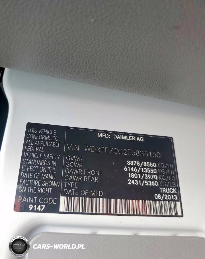 2014 Mercedes-Benz Sprinter 2500 VIN:WD3PE7CC2E5835150 - 13