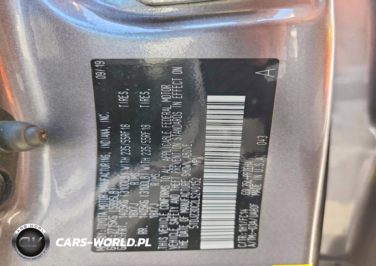 2020 Toyota Sienna Le VIN:5TDJZ3DC2LS240152 - 14