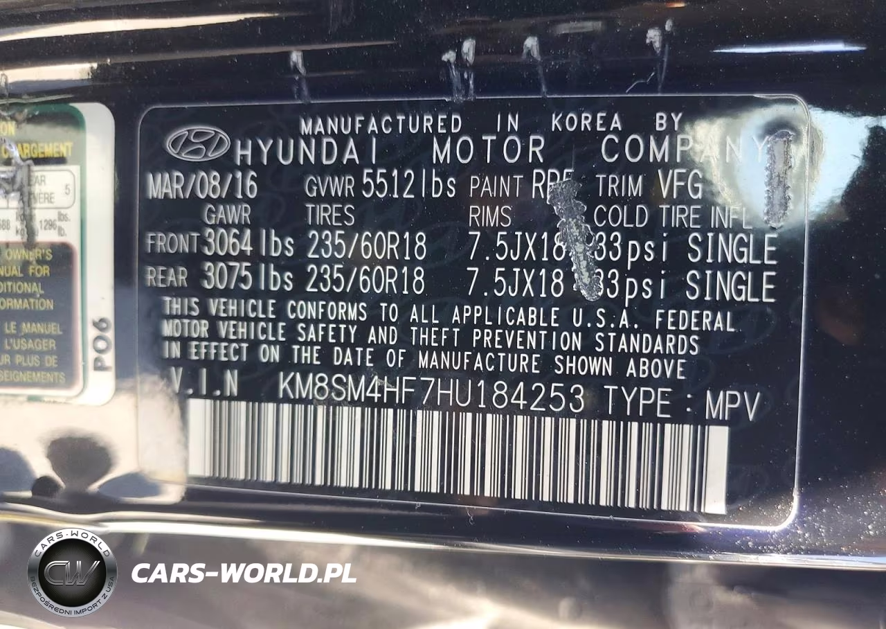 2017 Hyundai Santa Fe Se VIN:KM8SM4HF7HU184253 - 13