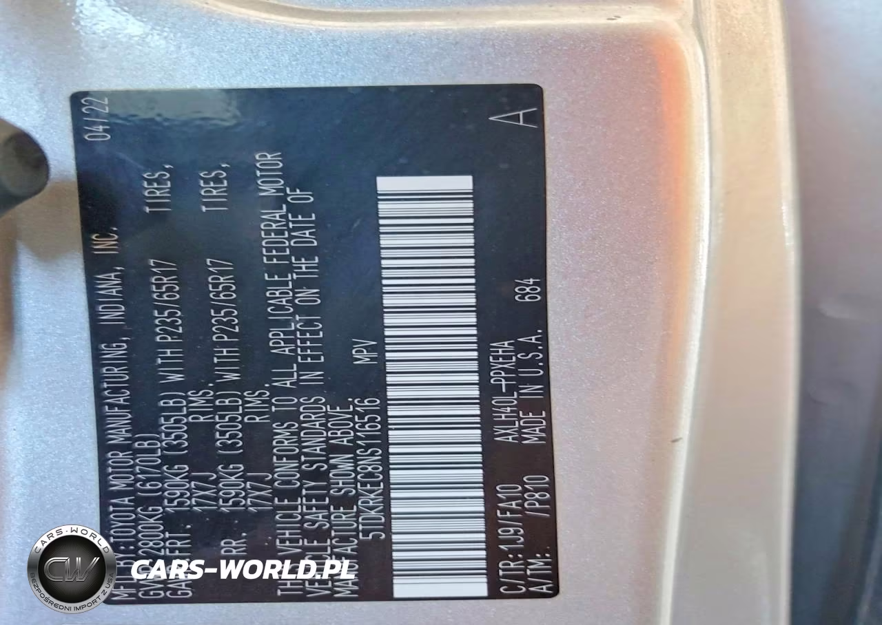 2022 Toyota Sienna Le VIN:5TDKRKEC8NS116516 - 14
