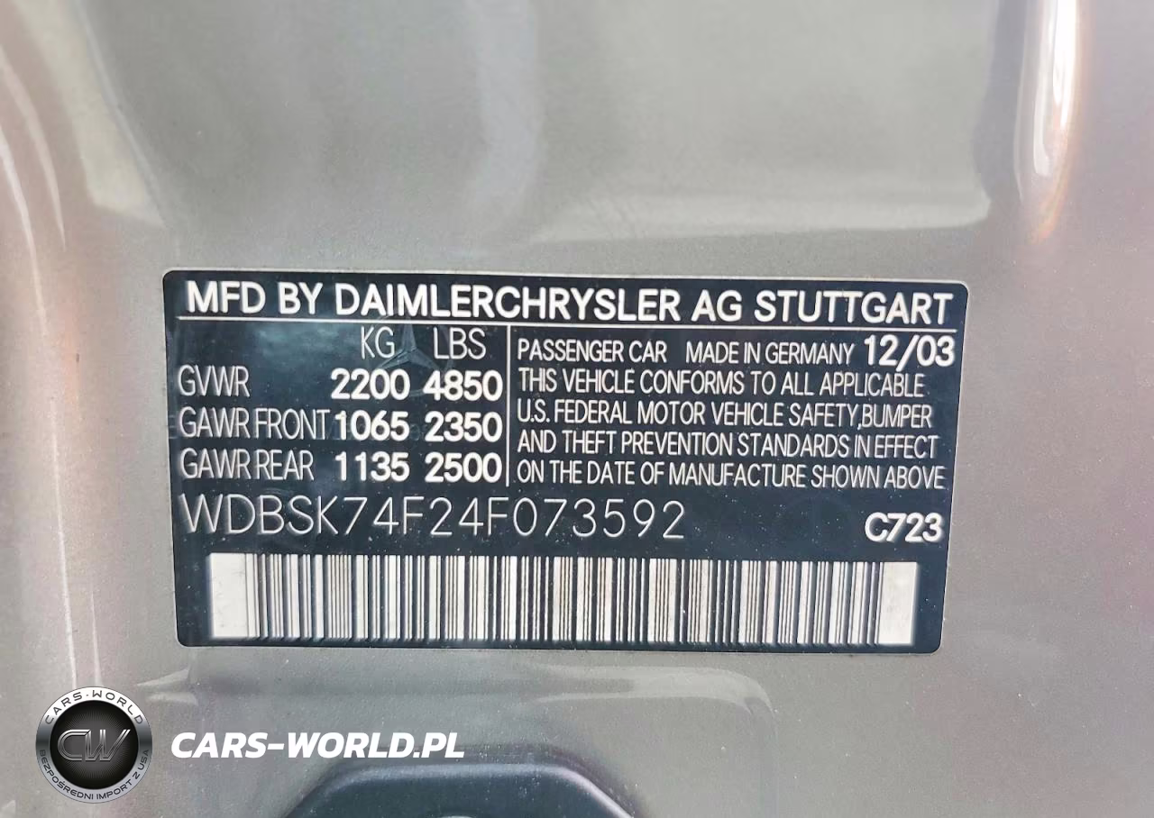 2004 Mercedes-Benz Sl 55 Amg VIN:WDBSK74F24F073592 - 12