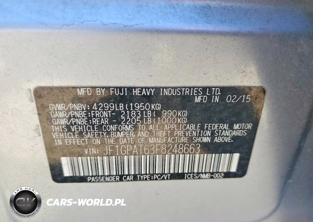 2015 Subaru Impreza Sport VIN:JF1GPAT63F8248663 - 12