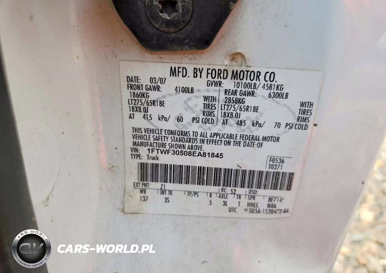 2008 Ford F350 Srw Super Duty VIN:1FTWF30508EA81845 - 12