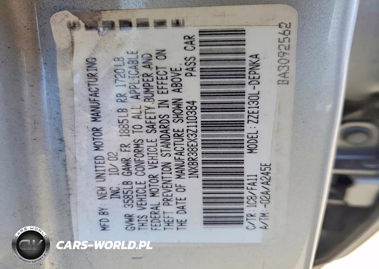 2003 Toyota Corolla Le VIN:1NXBR38EX3Z110384 - 12