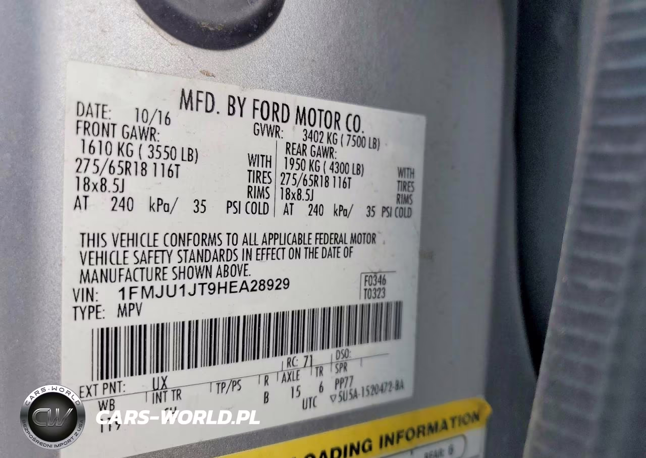 2017 Ford Expedition Xlt VIN:1FMJU1JT9HEA28929 - 13