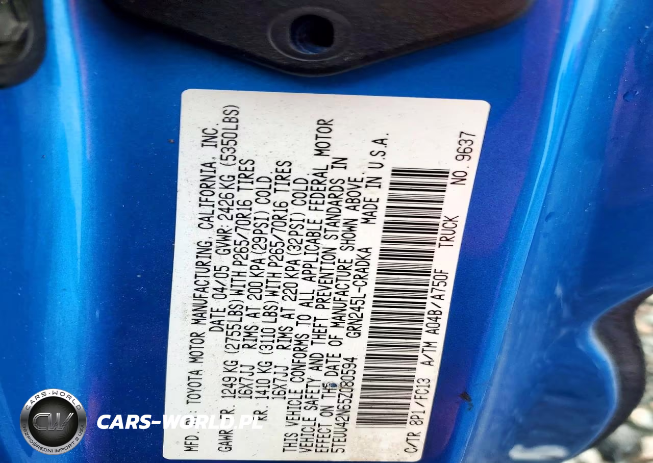 2005 Toyota Tacoma V6 VIN:5TEUU42N65Z080594 - 12