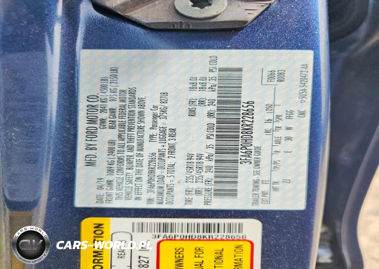 2019 Ford Fusion Se VIN:3FA6P0HD8KR228656 - 12