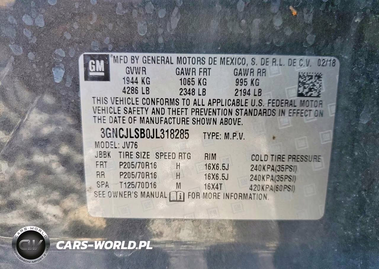 2018 Chevrolet Trax 1Lt VIN:3GNCJLSB0JL318285 - 13