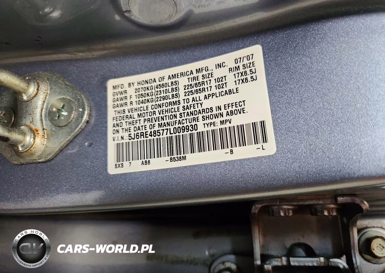 2007 Honda Cr-V Ex VIN:5J6RE48577L009930 - 14