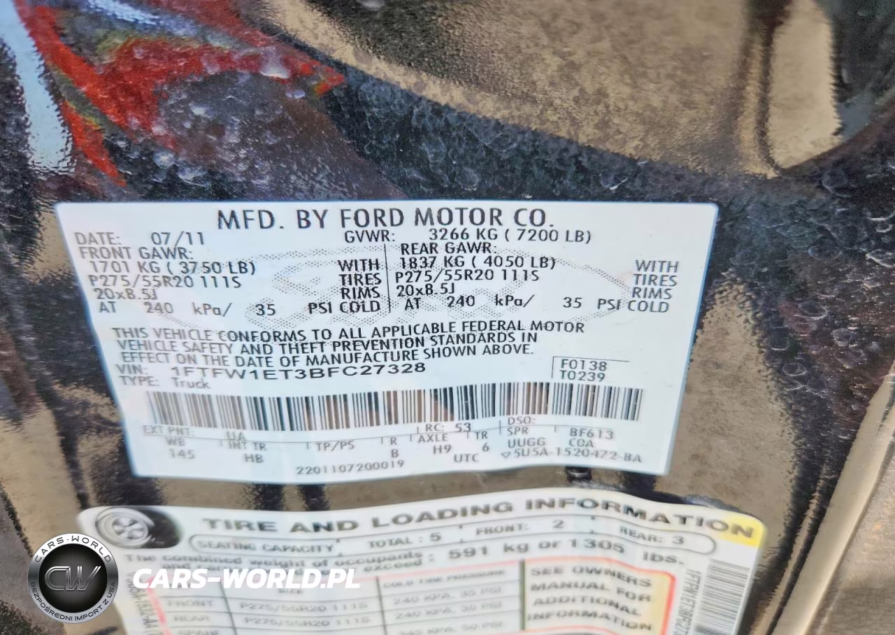 2011 FORD F150 SUPERCREW VIN:1FTFW1ET3BFC27328 - 12