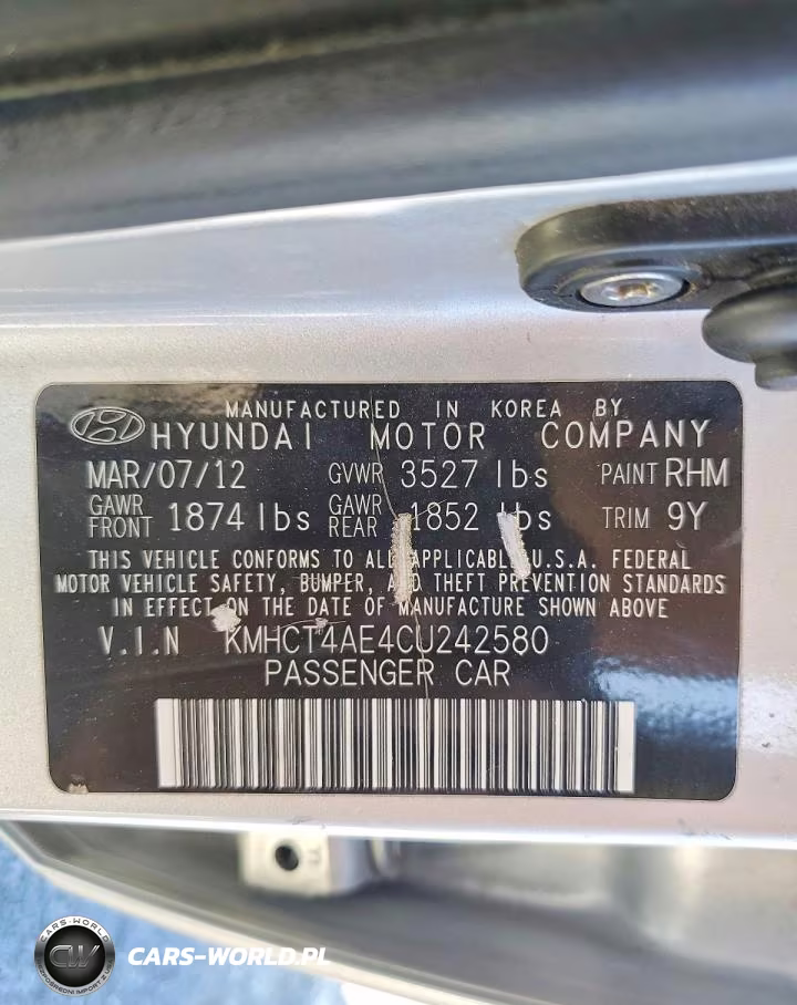 2012 Hyundai Accent Gls VIN:KMHCT4AE4CU242580 - 12