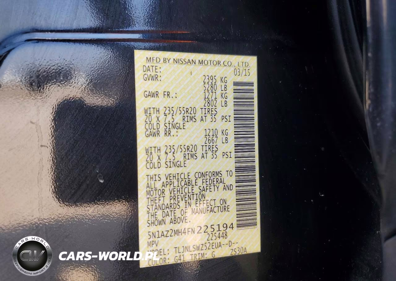 2015 Nissan Murano Platinum VIN:5N1AZ2MH4FN225194 - 13
