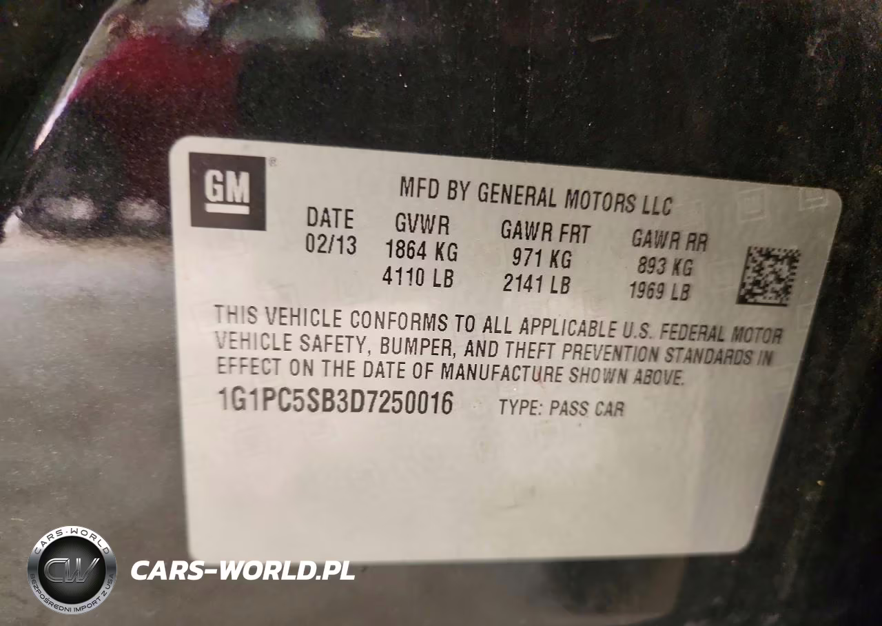 2013 Chevrolet Cruze Lt VIN:1G1PC5SB3D7250016 - 12